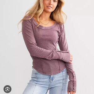 Free People We the Free Stuck on You Cuff Top in Hickory Women’s Long Sleeve